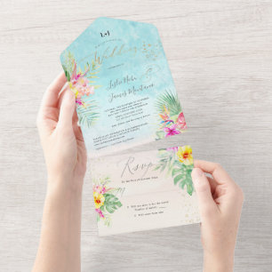 Invitation Tout En Un PixDezines Tropical Paradise Beach Event