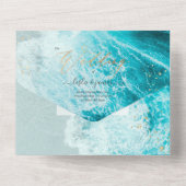 Invitation Tout En Un PixDezines Tropical Paradise Beach Waves Emerald A (Verso)