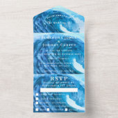 Invitation Tout En Un Plage Aquarelle Tropicale Destination Ocean Wave (À l'intérieur)