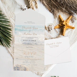 Invitation Tout En Un Plage Balnéaire/Mariage tropical en bord de mer