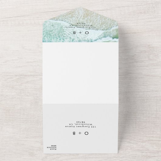 Invitation Tout En Un Plage côtière Destination QR Code RSVP Mariage (Dehors)