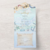 Invitation Tout En Un Plage Côtière Rustique Boho Wedding RSVP MENU All (À l'intérieur)