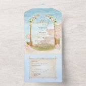 Invitation Tout En Un Plage Côtière Rustique Boho Wedding RSVP MENU All (À l'intérieur)