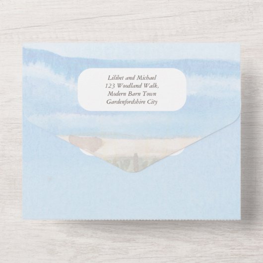 Invitation Tout En Un Plage Côtière Rustique Boho Wedding RSVP MENU All  (Verso)