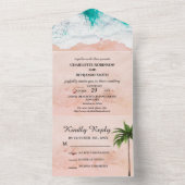 Invitation Tout En Un Plage côtière tropicale Mariage à thème (À l'intérieur)