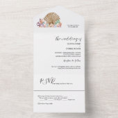Invitation Tout En Un Plage de Coral & Seashell Mariage (À l'intérieur)