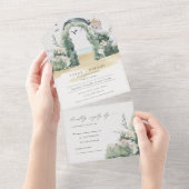 Invitation Tout En Un Plage de la mer côtière Arc floral Mariage botaniq (Déchirure)