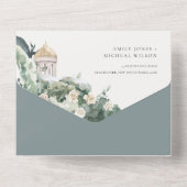 Invitation Tout En Un Plage de la mer côtière Arc floral Mariage botaniq (Verso)