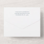 Invitation Tout En Un Plage d'eau bleue Océan Aquarelle Mariage (Verso)