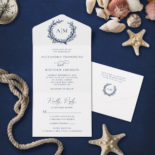 Invitation Tout En Un Plage Nautique Coral Reef Mariage