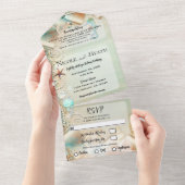 Invitation Tout En Un Plage romantique Starfish & Pearls Mariage élégant (Déchirure)