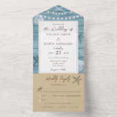 Invitation Tout En Un Plage Rustique Bois Mariage beige (À l'intérieur)