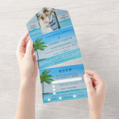 Invitation Tout En Un Plage tropicale Palm Trees Destination Balnéaire (Déchirure)