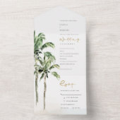 Invitation Tout En Un Plage tropicale Palm Trees Mariage aquarelle (À l'intérieur)