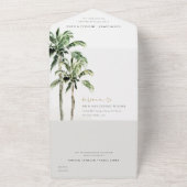 Invitation Tout En Un Plage tropicale Palm Trees Mariage aquarelle (Dehors)