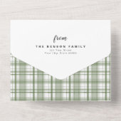 Invitation Tout En Un Plaid Christmas Journal Green 4 Photo Holiday (Verso)