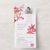 Invitation Tout En Un Plat d'aquarelle orchidée mariage RSVP QR photo (À l'intérieur)