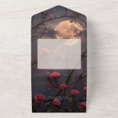 Invitation Tout En Un Pleine lune gothique foncée et roses rouges de san (Dehors)