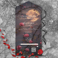 Pleine lune gothique foncée et sang Roses rouges C