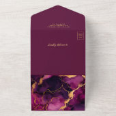 Invitation Tout En Un Plum Gold Abstrait Fluid Ink QR Code Mariage (Dehors)