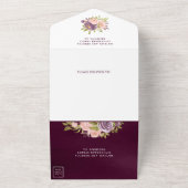 Invitation Tout En Un Plum rustique violet et rose pâle Mariage floral (Dehors)