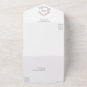 Invitation Tout En Un Plum violet poitrine feuillue Monogramme Mariage (Dehors)