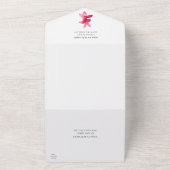 Invitation Tout En Un Plumeria rose Fleurs sur blanc, Mariage moderne (Dehors)