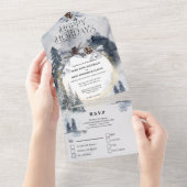 Invitation Tout En Un Pneus bleus de la forêt mariage de Noël (Déchirure)