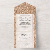 Invitation Tout En Un Pocher Rose or blanc Parties scintillant blanche (À l'intérieur)