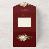Invitation Tout En Un Poinsettia blanche, Verdure or Calligraphie (Dehors)