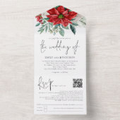 Invitation Tout En Un Poinsettia Foliage QR Code Script Mariage (À l'intérieur)