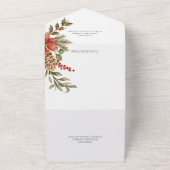 Invitation Tout En Un Poinsettias avec du houx sur QR Code blanc (Dehors)