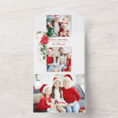 Invitation Tout En Un Poinsettias élégant et manuscrits or 2 photos (À l'intérieur)