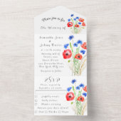 Invitation Tout En Un Poppies Cornflowers Mariage élégant (À l'intérieur)