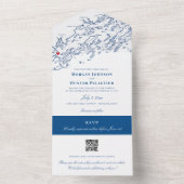 Invitation Tout En Un Portland Maine Elegant Marine QR Mariage Budget (À l'intérieur)