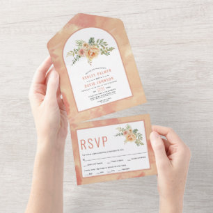 Invitation Tout En Un Poser des fleurs d'aquarelle et arche mariage