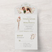 Invitation Tout En Un Post Mariage Fleurs séchées Elopement Photo Tout d (À l'intérieur)