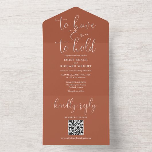 Invitation Tout En Un Pour Avoir Et Tenir Un Mariage De Terracotta Code  (À l'intérieur)