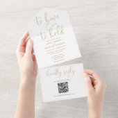 Invitation Tout En Un Pour Avoir Et Tenir Un Mariage QR Code Chic Gold (Déchirure)