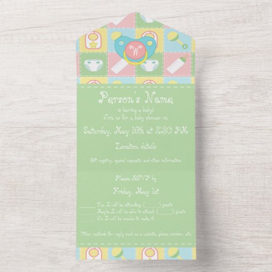 Invitation tout-en-un pour bébé (À l'intérieur)