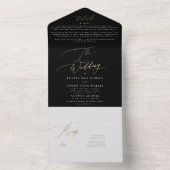 Invitation Tout En Un Premium Elegant Noir Simple Jaune Mariage Or (À l'intérieur)