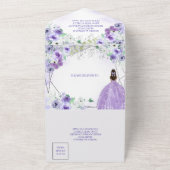 Invitation Tout En Un Princesse Quinceañera Violet Pourpre Teint De Peau (Dehors)