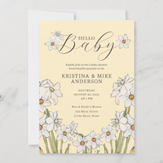 Invitation Tout en un printemps jaune Bonjour Baby shower