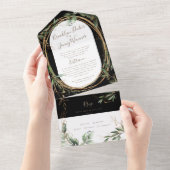 Invitation Tout En Un Prix Onyx Black Greenery Eucalyptus Wedding (Déchirure)