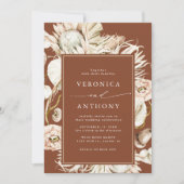 Invitation Tout en un Protea Pampas Grass Mariage en terre cu (Devant)