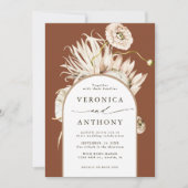 Invitation Tout en un Protea Pampas Grass Mariage Terracotta (Devant)