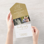 Invitation Tout En Un Puis Et Maintenant 2 Photo 50e Anniversaire Mariag (Déchirure)