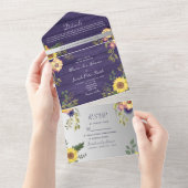 Invitation Tout En Un Purple Ferme Russe Mariage de tournesol (Déchirure)