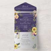 Invitation Tout En Un Purple Ferme Russe Mariage de tournesol (À l'intérieur)