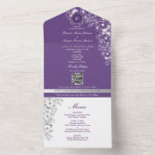 Invitation Tout En Un Purple Floral Menu Photo Wedding (À l'intérieur)